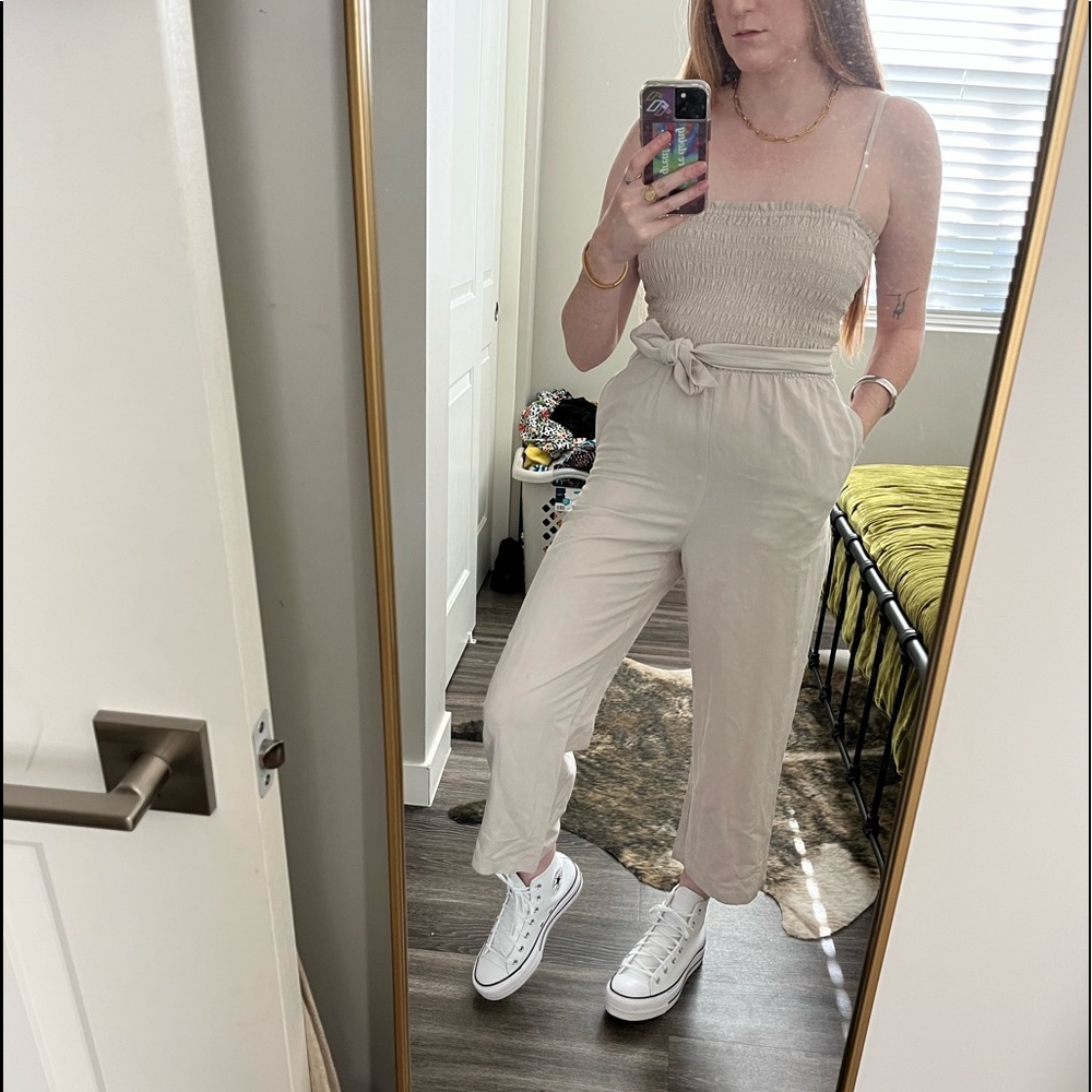 INTERMIX Belted Smocked Jumpsuit - Picture 7 of 11
